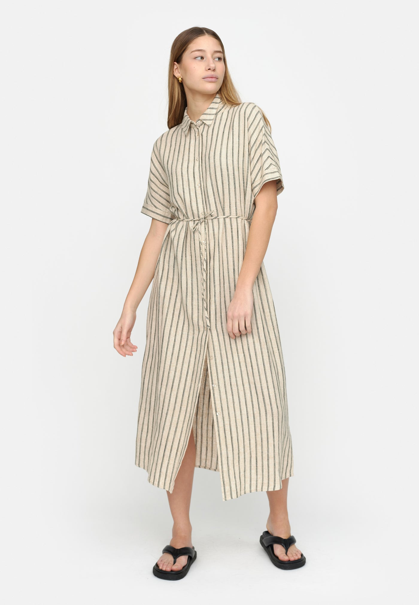 Soft Rebels   SRViolet Midi Shirt Dress Dresses & jumpsuits 041 Ecru